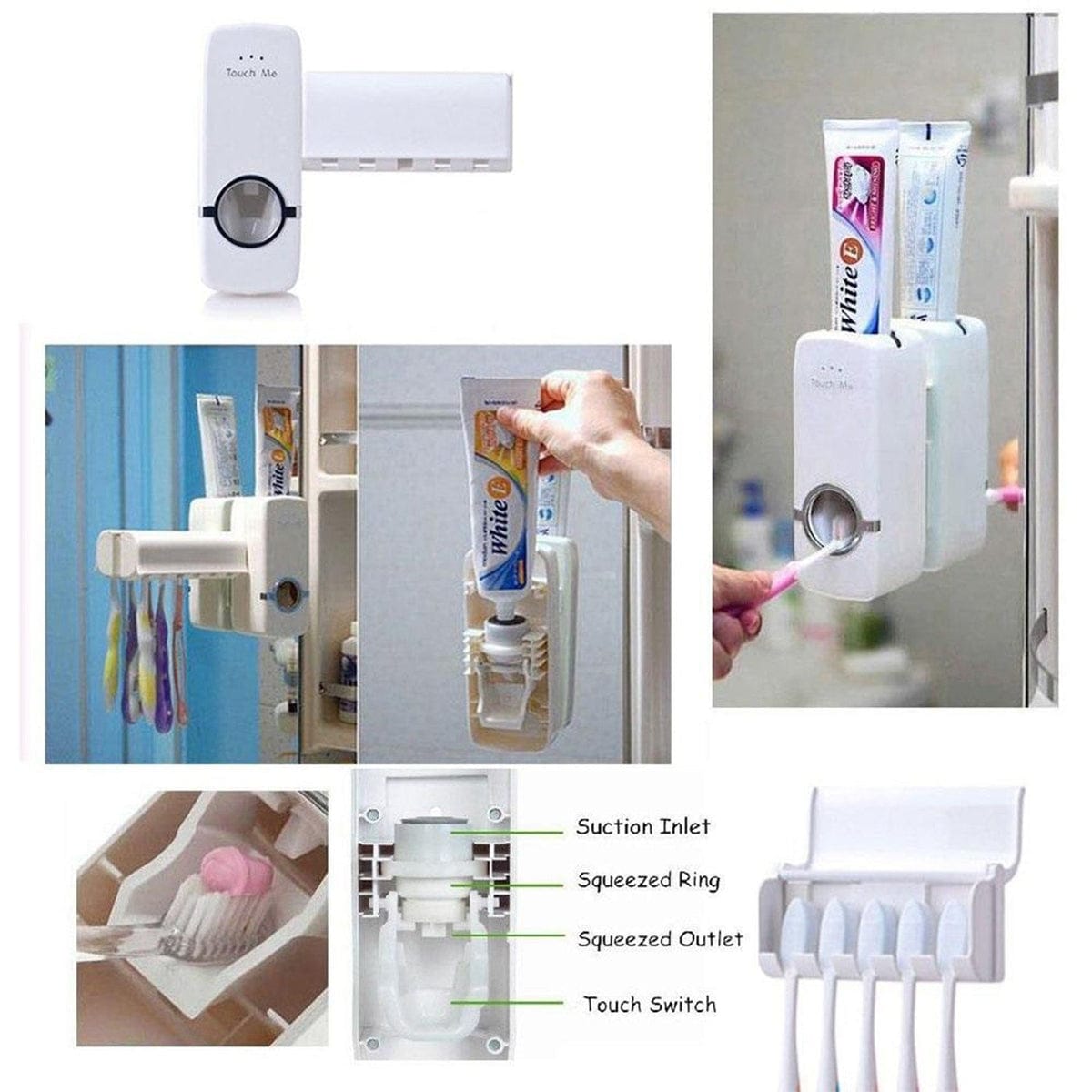 Automatic Toothpaste Dispenser with Wall-Mounted Toothbrush Holder | Touch-Free Bathroom Organizer