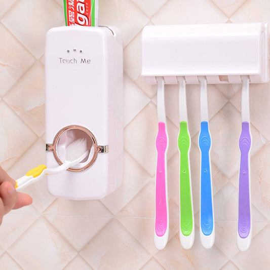 Automatic Toothpaste Dispenser with Wall-Mounted Toothbrush Holder | Touch-Free Bathroom Organizer