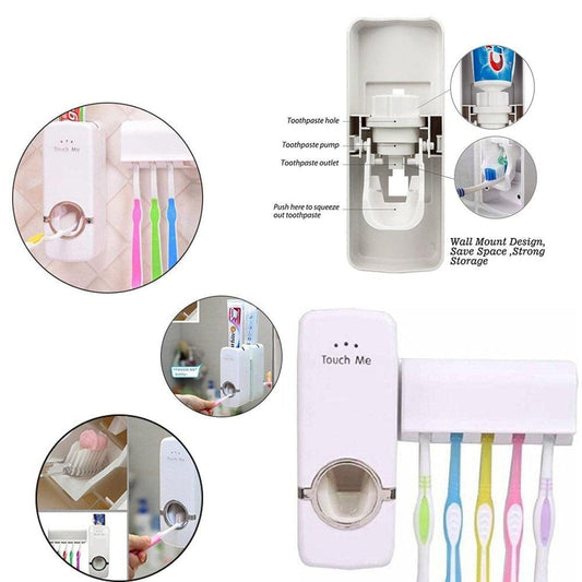 Automatic Toothpaste Dispenser with Wall-Mounted Toothbrush Holder | Touch-Free Bathroom Organizer